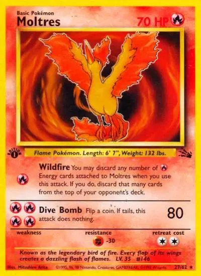 Moltres 27/62 Fossil Pokemon card