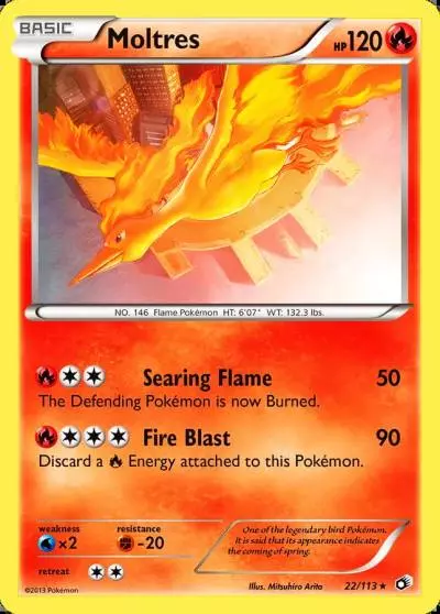 Moltres 22/113 Legendary Treasures Pokemon card