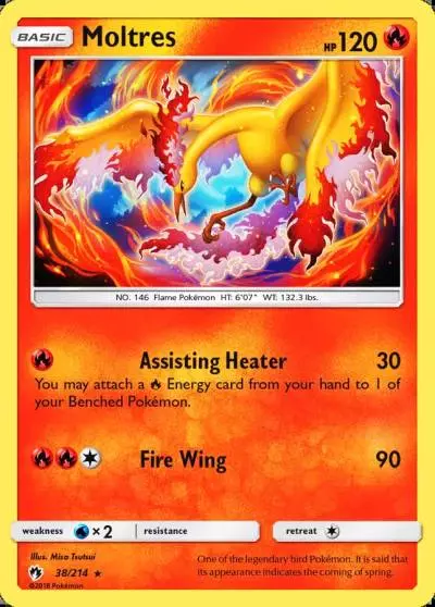Moltres 38/214 Lost Thunder Pokemon card