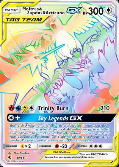 Moltres & Zapdos & Articuno-GX 69/68 Hidden Fates Pokemon card