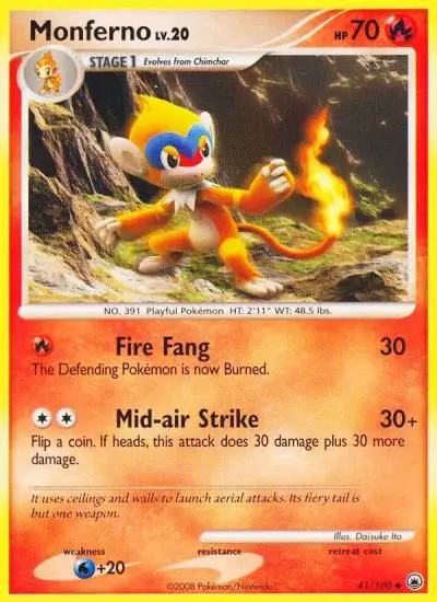 Monferno 41/100 Majestic Dawn Pokemon card