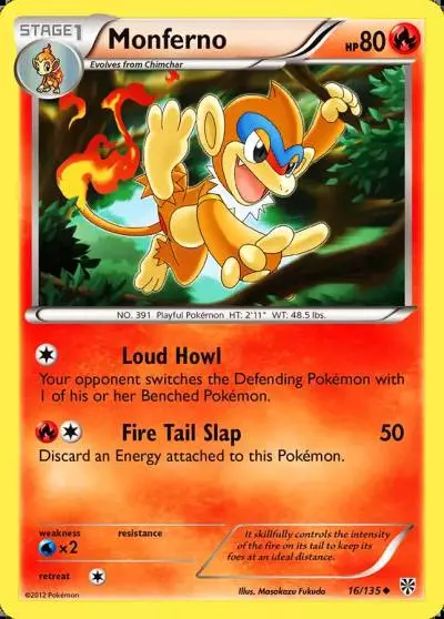 Monferno 16/135 Plasma Storm Pokemon card