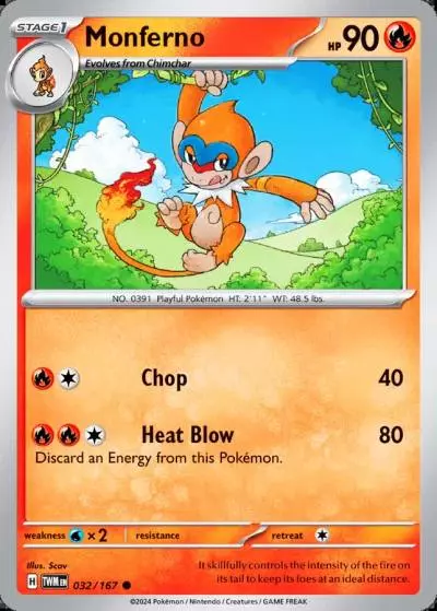 Monferno 32/167 Twilight Masquerade Pokemon card