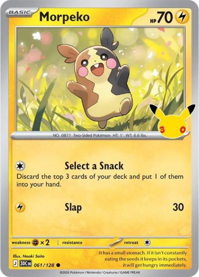 Morpeko 61/128 30th Celebration Pokemon card