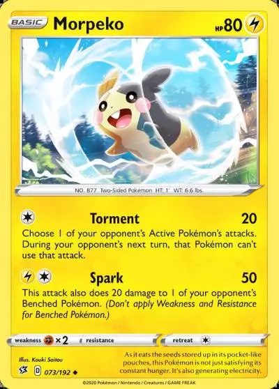Morpeko 73/192 Rebel Clash Pokemon card