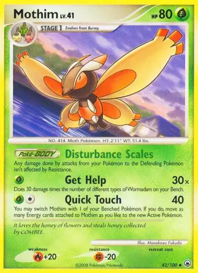 Mothim 42/100 Majestic Dawn Pokemon card