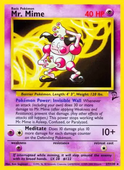 Mr. Mime 27/130 Base Set 2 Pokemon card