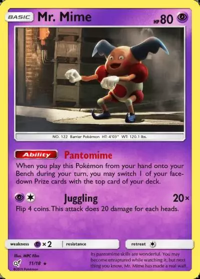 Mr. Mime 11/18 Detective Pikachu Pokemon card