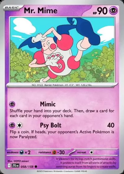 Mr. Mime 58/159 Journey Together Pokemon card