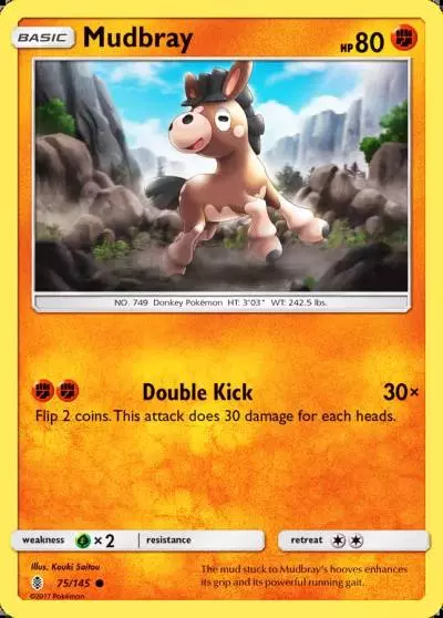 Mudbray 75/145 Guardians Rising Pokemon card