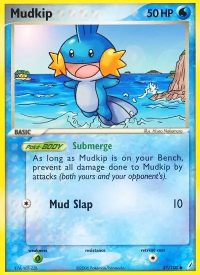 Mudkip 57/100 Crystal Guardians Pokemon card