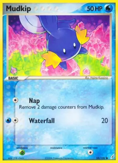 Mudkip 58/100 Crystal Guardians Pokemon card