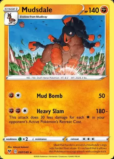 Mudsdale 97/185 Vivid Voltage Pokemon card