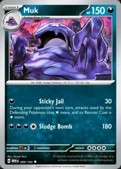 Muk 89/165 151 Pokemon card