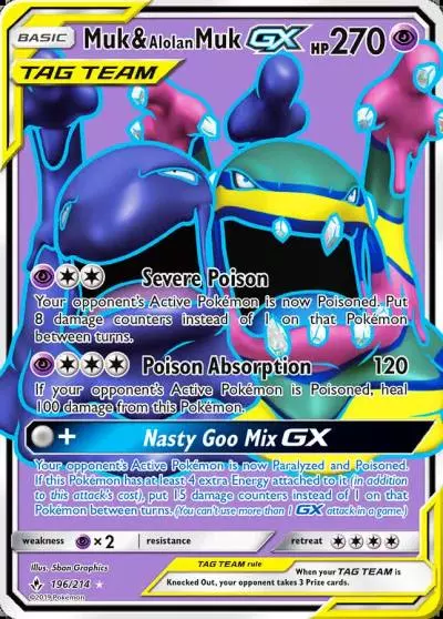 Muk & Alolan Muk-GX 196/214 Unbroken Bonds Pokemon card