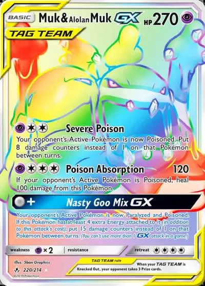 Muk & Alolan Muk-GX 220/214 Unbroken Bonds Pokemon card
