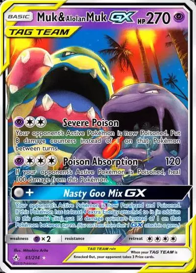 Muk & Alolan Muk-GX 61/214 Unbroken Bonds Pokemon card