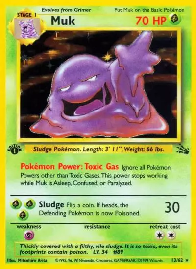 Muk 13/62 Fossil Pokemon card