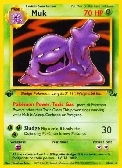 Muk 28/62 Fossil Pokemon card
