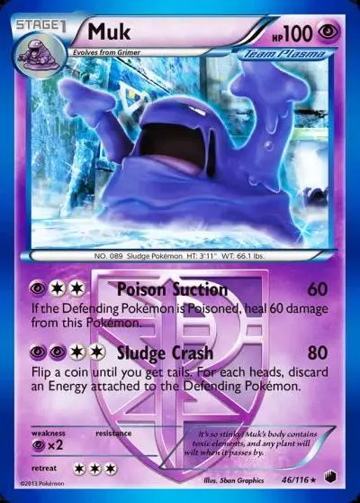 Muk 46/116 Plasma Freeze Pokemon card