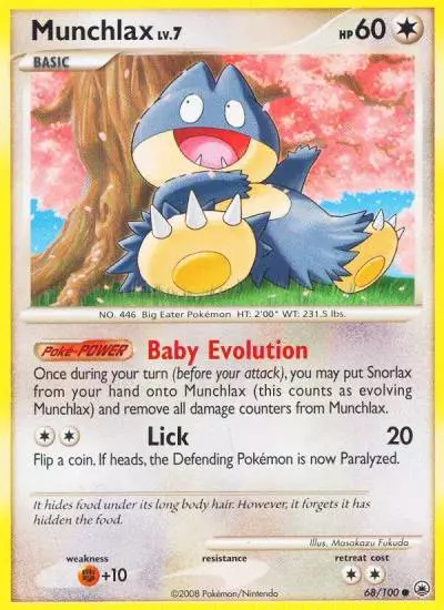 Munchlax 68/100 Majestic Dawn Pokemon card