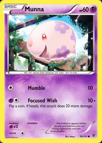 Munna 39/101 Plasma Blast Pokemon card