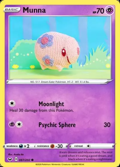 Munna 87/202 Sword & Shield Pokemon card