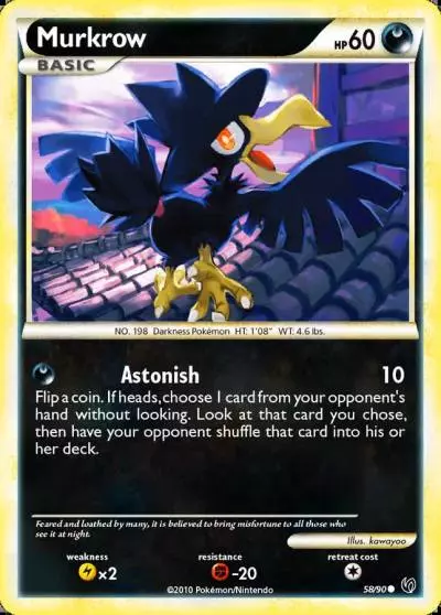 Murkrow 58/90 HS—Undaunted Pokemon card