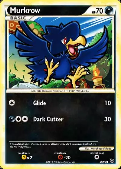 Murkrow 59/90 HS—Undaunted Pokemon card
