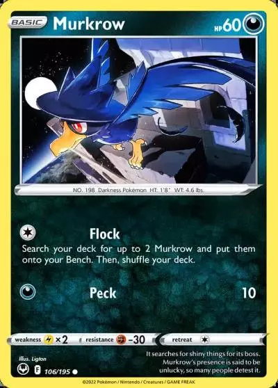 Murkrow 106/195 Silver Tempest Pokemon card