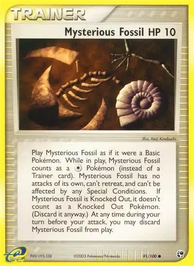 Mysterious Fossil 91/100 Sandstorm Pokemon card