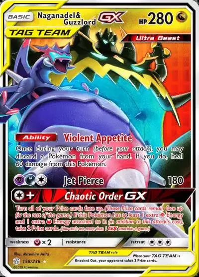 Naganadel & Guzzlord-GX 158/236 Cosmic Eclipse Pokemon card