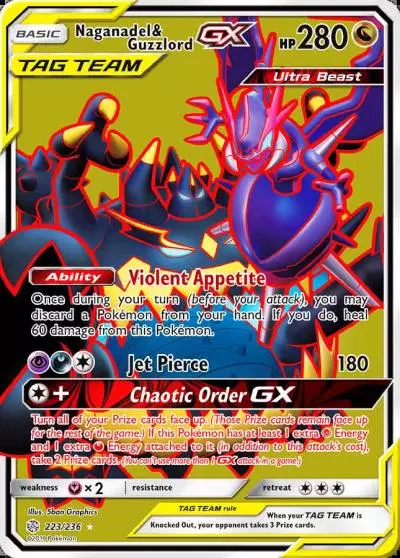 Naganadel & Guzzlord-GX 223/236 Cosmic Eclipse Pokemon card