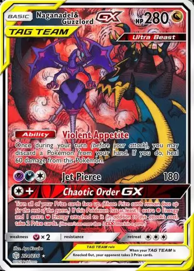 Naganadel & Guzzlord-GX 224/236 Cosmic Eclipse Pokemon card