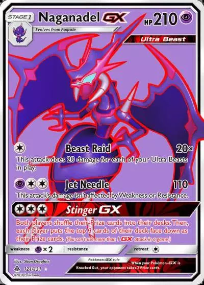 Naganadel-GX 121/131 Forbidden Light Pokemon card