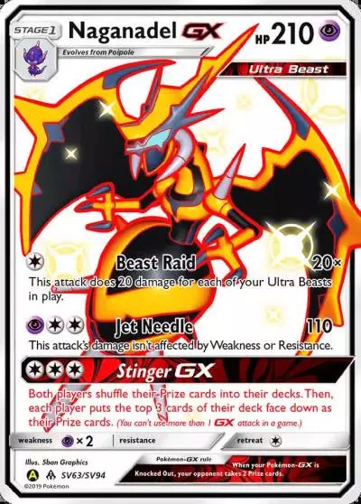 Naganadel-GX SV63/94 Hidden Fates Shiny Vault Pokemon card
