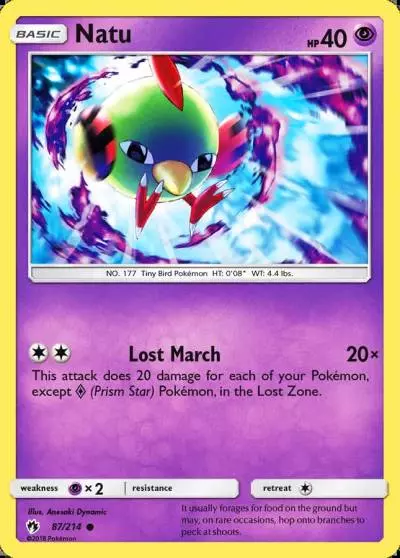 Natu 87/214 Lost Thunder Pokemon card