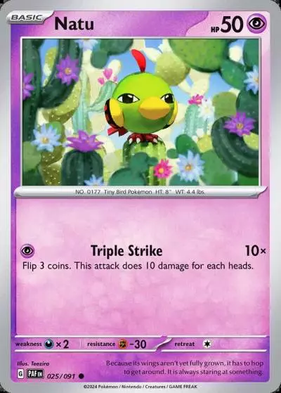 Natu 25/91 Paldean Fates Pokemon card