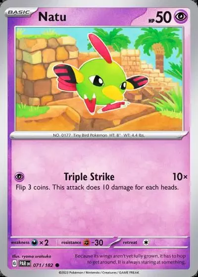 Natu 71/182 Paradox Rift Pokemon card