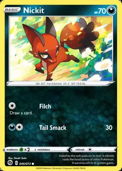 Nickit 46/73 Champion's Path Pokemon card