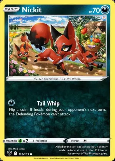 Nickit 112/189 Darkness Ablaze Pokemon card