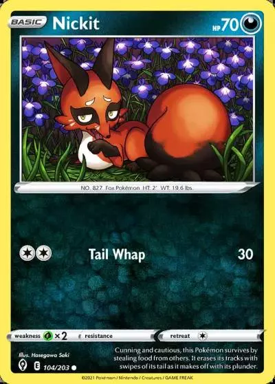 Nickit 104/203 Evolving Skies Pokemon card