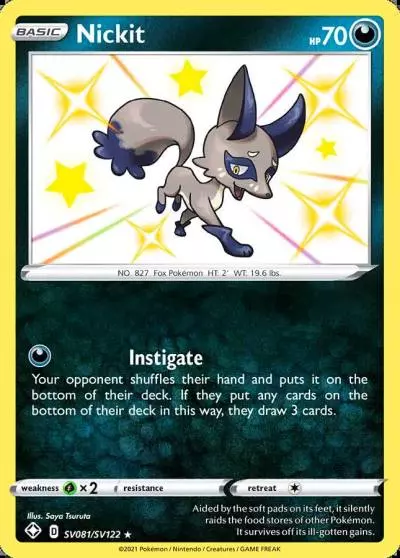 Nickit SV081/122 Shining Fates Shiny Vault Pokemon card