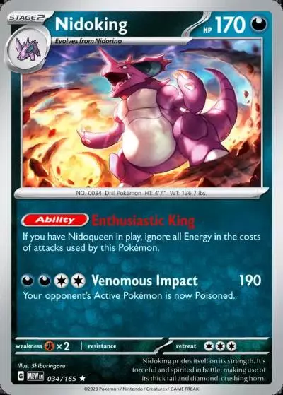 Nidoking 34/165 151 Pokemon card