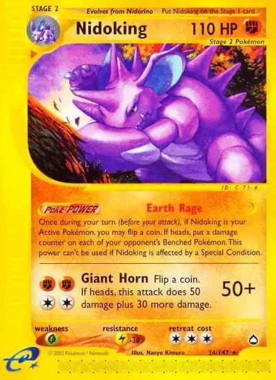 Nidoking 24/147 Aquapolis Pokemon card