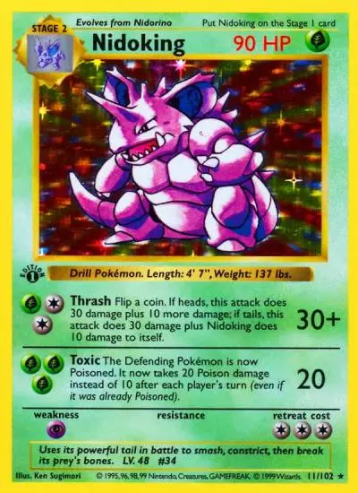 Nidoking 11/102 Base Pokemon card