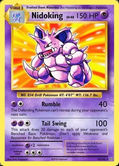 Nidoking 45/108 Evolutions Pokemon card