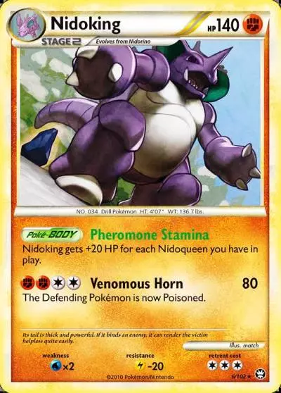 Nidoking 6/102 HS—Triumphant Pokemon card