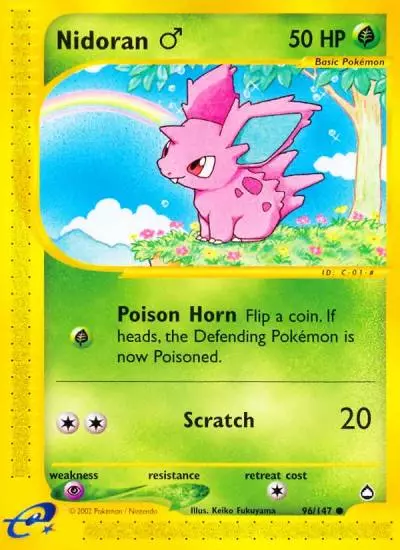 Nidoran ♂ 96/147 Aquapolis Pokemon card