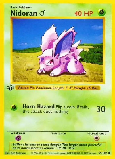 Nidoran ♂ 55/102 Base Pokemon card
